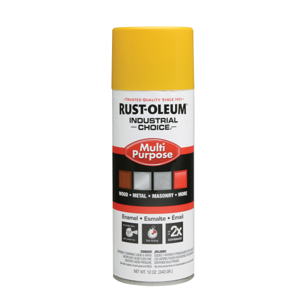 Industrial Choice 1600 System Multi-Purpose Enamel Spray Paint, 12 Oz, Gloss Safety Yellow, Case Of 6 Cans