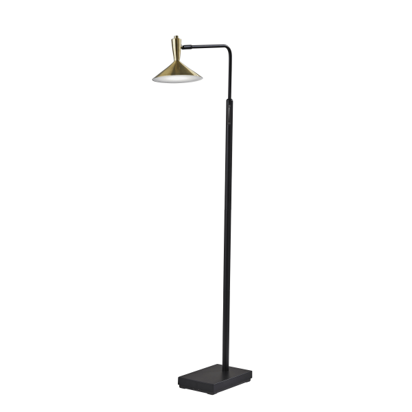 Adesso Lucas LED Floor Lamp  Black with Antique Brass