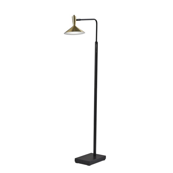 Adesso® Lucas LED Floor Lamp, 54""H, Antique Brass Shade/Black Base -  4263-01