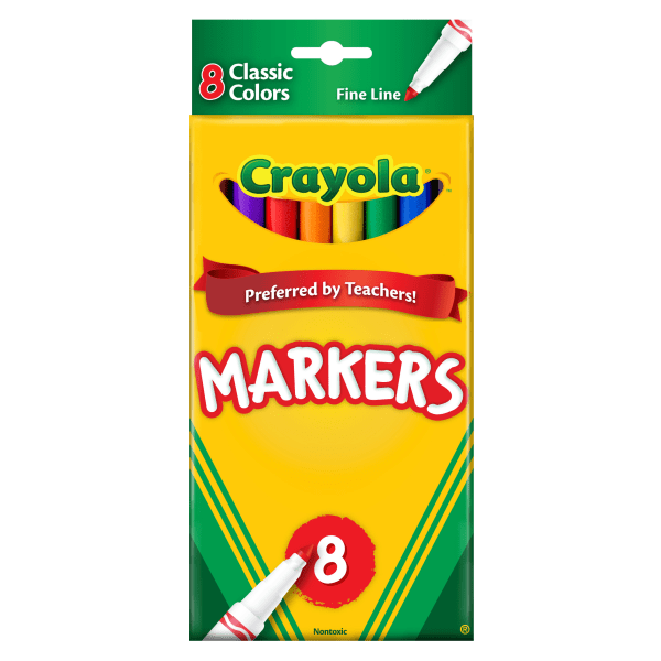 UPC 071662077099 product image for Crayola® Fine Line Markers, Assorted Classic Colors, Box Of 8 | upcitemdb.com