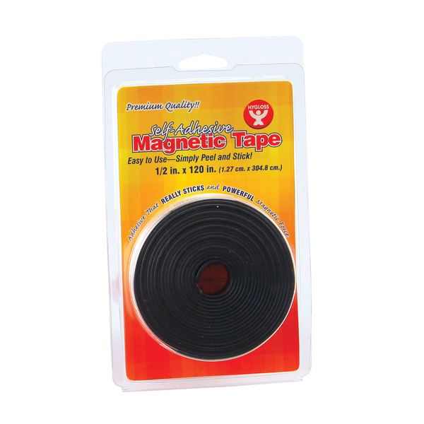 Hygloss Magnetic Tape Strips, 0.5"" x 3.33 Yd., Black, Pack Of 6 -  HYG61410-6
