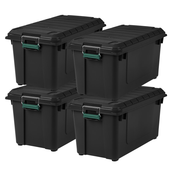 Iris Remington Heavy Duty Store-It-All Tote, 87 Qt, Black, Pack Of 4 Totes