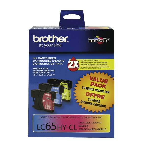 UPC 012502621089 product image for Brother® LC65 Cyan; Magenta; Yellow High-Yield Ink Cartridges, Pack Of 3, LC65HY | upcitemdb.com