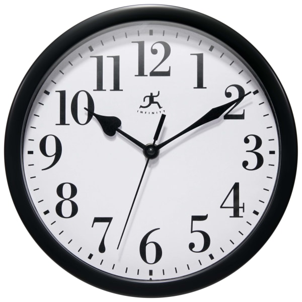 Infinity Instruments Simple Round Wall Clock, 9"", Black -  20048BK-4400