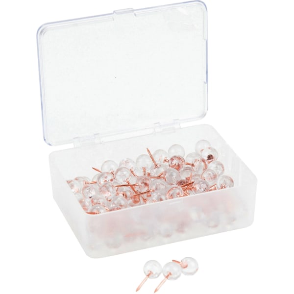 U Brands Sphere Push Pins, Clear with Rose Gold Prong, 100-Count (3089U06-24) - 0.44 Shank - 0.38 Head - Rose Gold, Clear - Steel, Plastic, Plastic