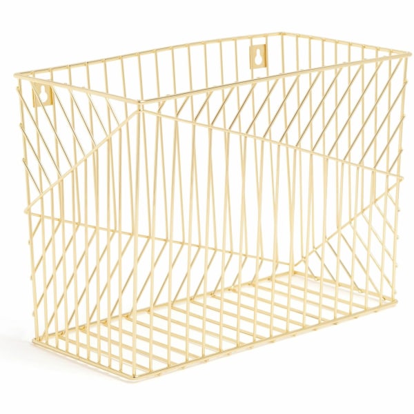 U Brands Vena Hanging File Basket - 6.8 Height x 9.5 Width12.4 Length - Desktop - Gold - Metal - 1 Each