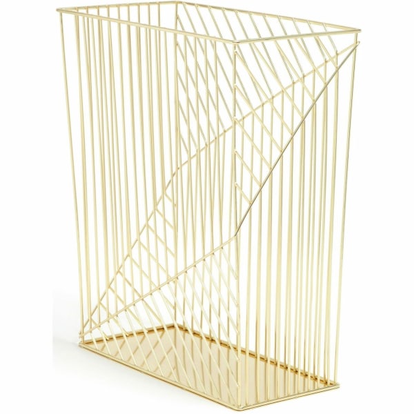 U Brands Metal Wastebasket, Vena Collection, 6 Gallon Capacity, Gold (3232U02-06) - Sturdy, Lightweight - 6.1 Height x 12.2 Width - Metal - Gold