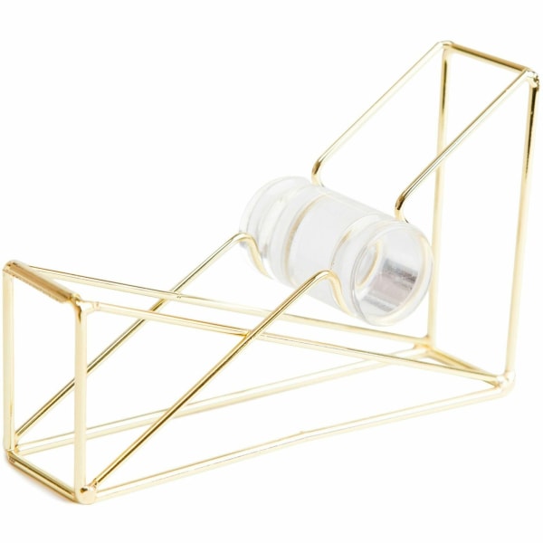 U Brands Vena Tape Dispenser - 1 Core - Refillable - Easy to Use, Sturdy, Lightweight - Metal - Gold - 1 Each