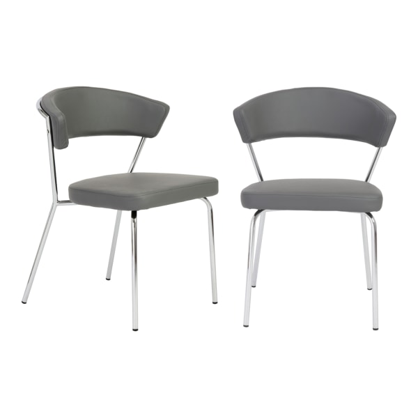 Eurostyle Draco Dining Chairs, Gray/Chrome, Set Of 2 Chairs -  05095GRY-MP2