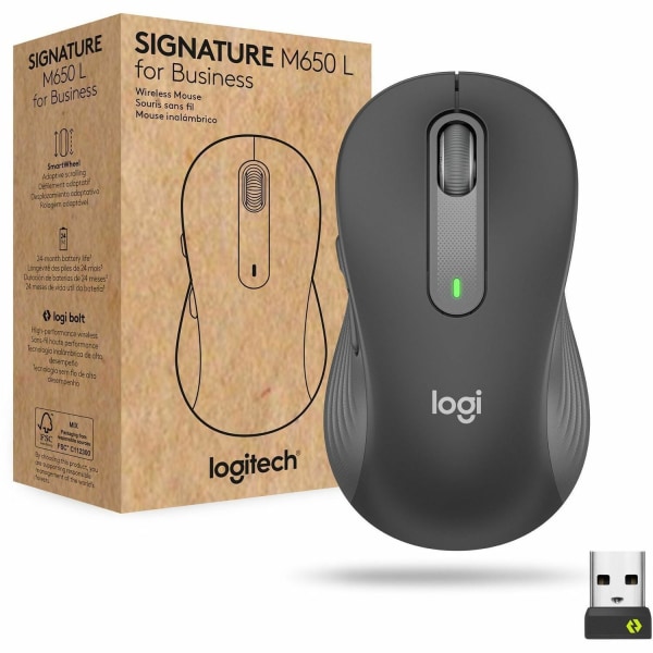 Logitech Signature M650 L for Business (Graphite) - Brown Box - Wireless - Bluetooth/Radio Frequency - 910006346