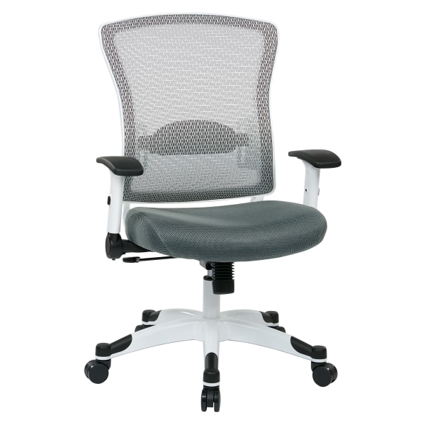 Office Star™ SPACE Seating Pulsar Ergonomic Mesh Mid-Back Manager's Chair, Gray/White -  317W-W1C1F2W-2M