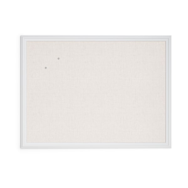 U Brands Linen Bulletin Board, 40 X 30, White MDF Decor Frame