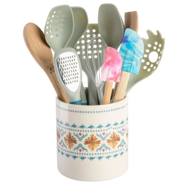 Spice by Tia Mowry Savory Saffron 12Piece Wood And Nylon Kitchen Tool Set Multicolor