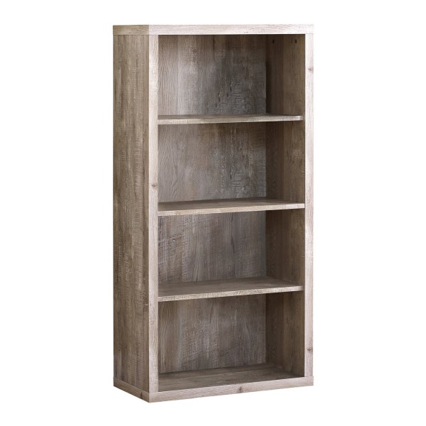 Photos - Wall Shelf Monarch Specialties 4-Shelf Adjustable Bookcase, Taupe Woodgrain I 7406 