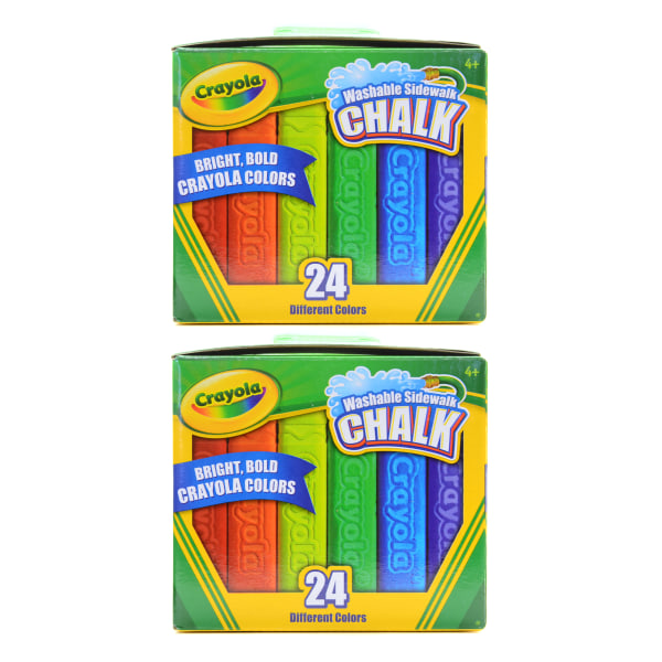 Crayola® Washable Sidewalk Chalk, Assorted Colors, 24 Pieces Per Box, Pack Of 2 Boxes -  2PK51-2024