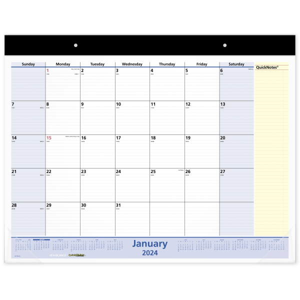 AT-A-GLANCE QuickNotes 2024 Monthly Desk Pad Calendar Standard 22 x 17 - Desk ( packs of 2 ) 