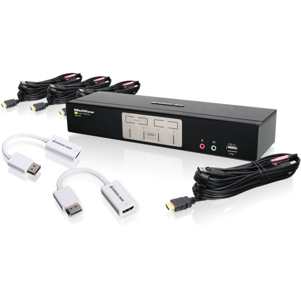 UPC 881317515148 product image for IOGEAR 4-Port HDMI KVMP with DisplayPort Adapters Bundle - 4 Computer(s) - 1 Loc | upcitemdb.com