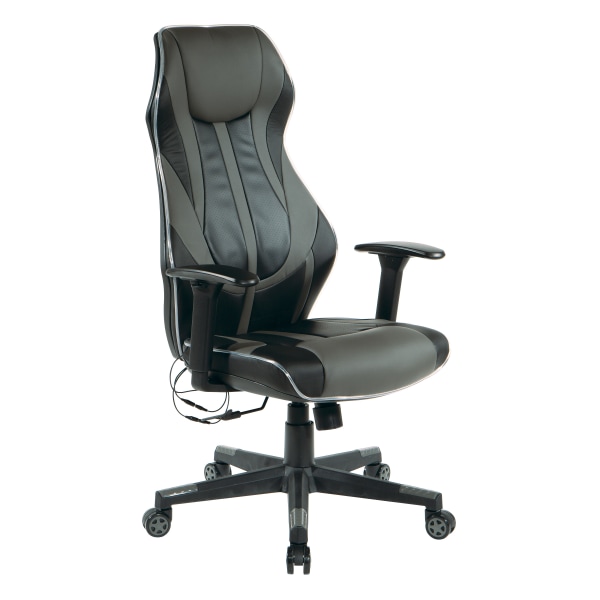 Office Star Gigabyte Faux Leather Gaming Chair, Black/Gray