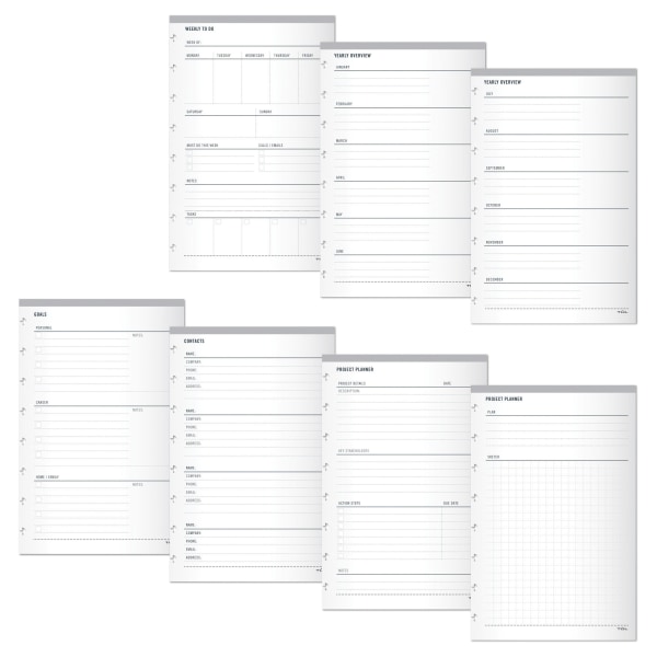 TUL Discbound Organizational Inserts, Junior Size, White, Pack Of 100 Inserts - TULJRFILR-ORGZ-100 - Office Supplies Plan your schedule, track your goals and coordinat sku TULJRFILR-ORGZ-100