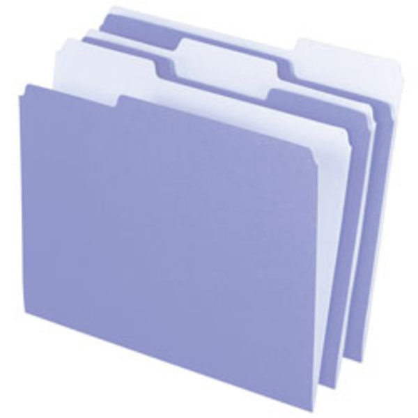 Pendaflex Two-Tone File Folder  Letter Size  1/3 Cut Tabs  Lavender  Pack of 100