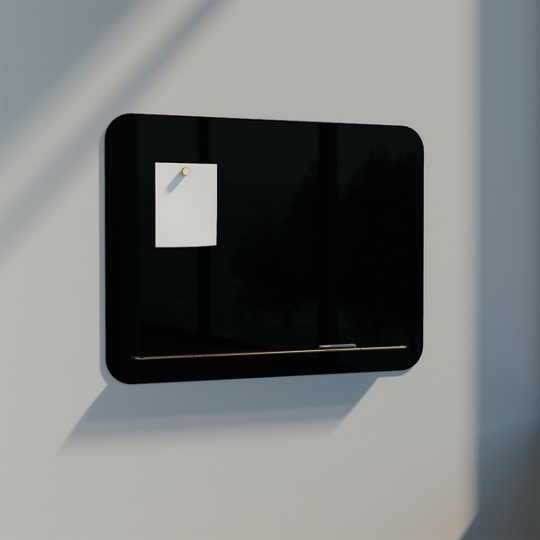 U Brands Magnetic Black Glass  Dry Erase Board Frameless, 36x36