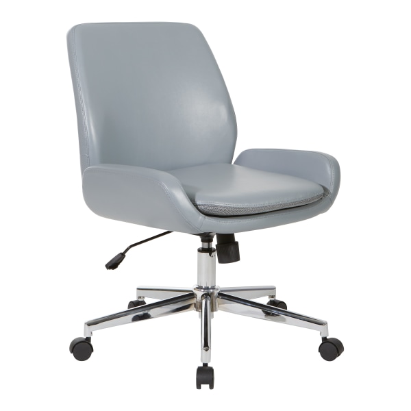 Office Star Faux Leather Low-Back Executive Chair, Gray