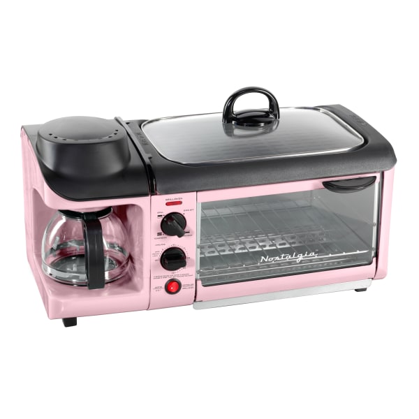 Nostalgia Retro 3-in-1 Family Size Breakfast Station, 12"" x 19-1/4"", Pink -  BST3PK