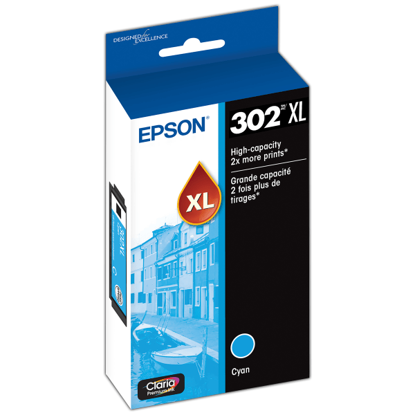 Epson® 302XL Claria® Premium Cyan High-Yield Ink Cartridge, T302XL220-S