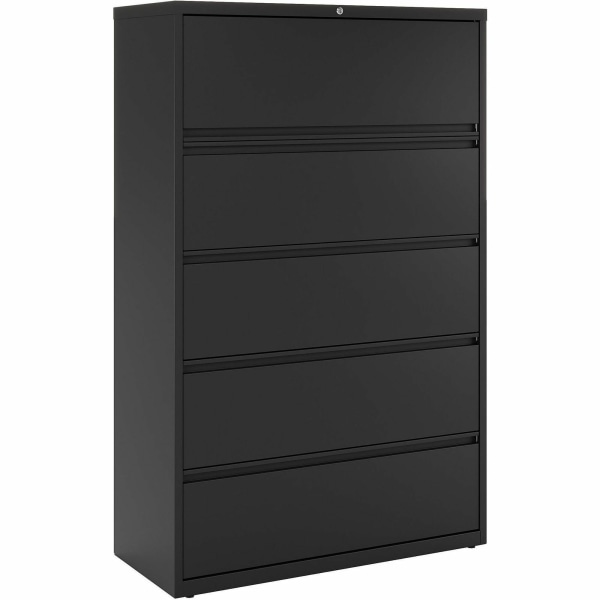 Lorell® Fortress 42"W x 18-5/8"D Lateral 5-Drawer File Cabinet, Black