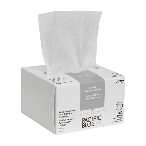 Pacific Blue Basic™ by GP PRO Accuwipe® 1-Ply Disposable Delicate Task Wipers, 100% Recycled,, 260 Sheets Per Roll, Case Of 60 Rolls