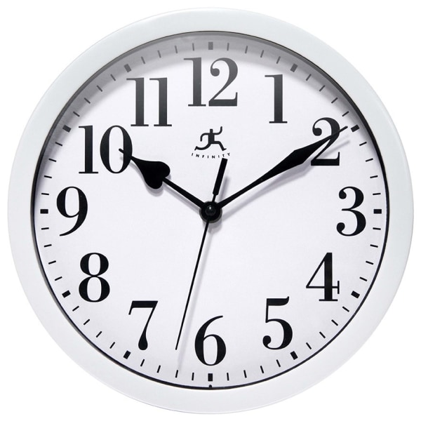 Infinity Instruments Simple Round Wall Clock, 9"", White -  20048WH-4400