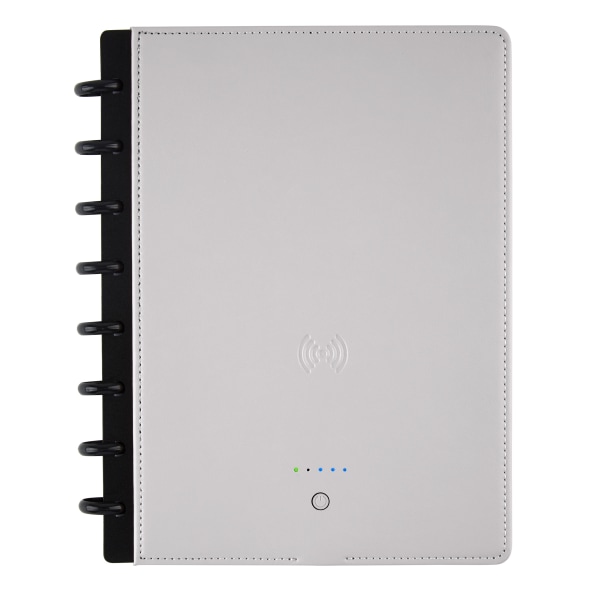 TUL Wireless/Wired Charging Discbound Notebook, Leather Cover, Junior Size, Gray
