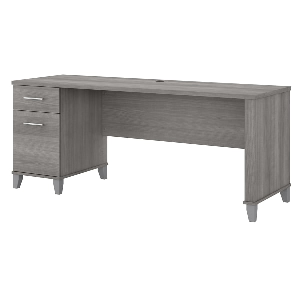 Bush Furniture Somerset 72W Single Pedestal Desk with File Drawer and Box Drawer in Platinum Gray