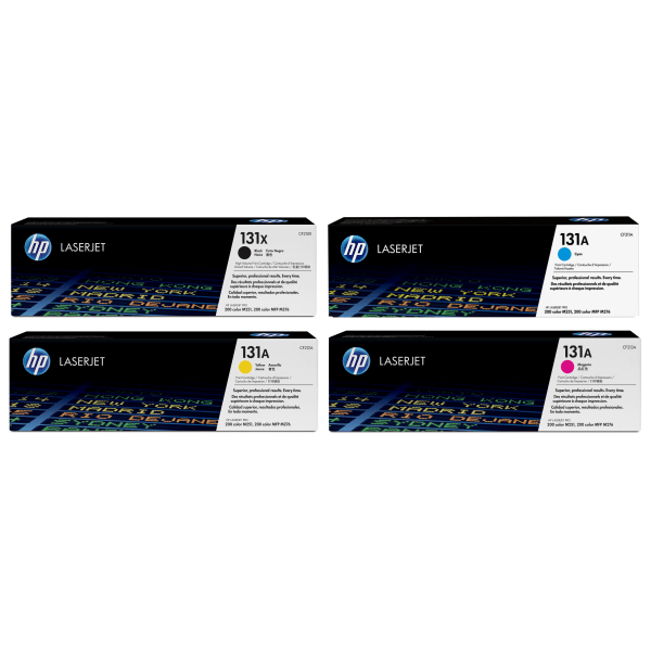HP 131X/A Black; Cyan; Magenta; Yellow High-Yield Toner Cartridges Combo, Pack Of 4, CF210X,CF211A,CF212A,CF213A