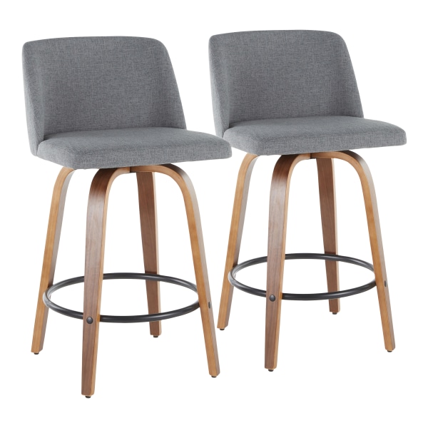 Photos - Chair LumiSource Toriano Counter Stools, Walnut/Gray, Set Of 2 Stools B26-TRNO2Q WLGY2