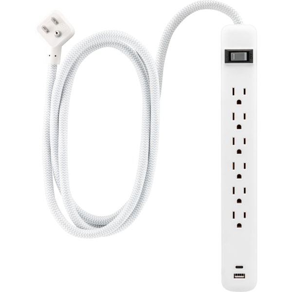 UPC 030878825948 product image for GE 82594 6-Outlet Power Strip With USB, 6' Cord, White | upcitemdb.com