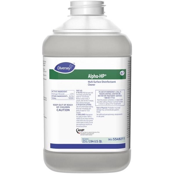 DIVERSEY 5549211 cleanr and disinfctnt Concentrate  2.5L Bottle  Unscented