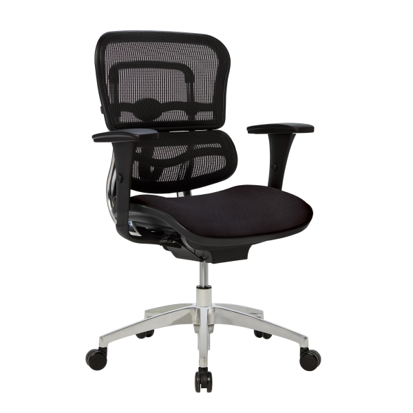 WorkPro® 12000 Series Ergonomic Mesh/Fabric Mid-Back Office Chair, Black/Black, BIFMA Compliant