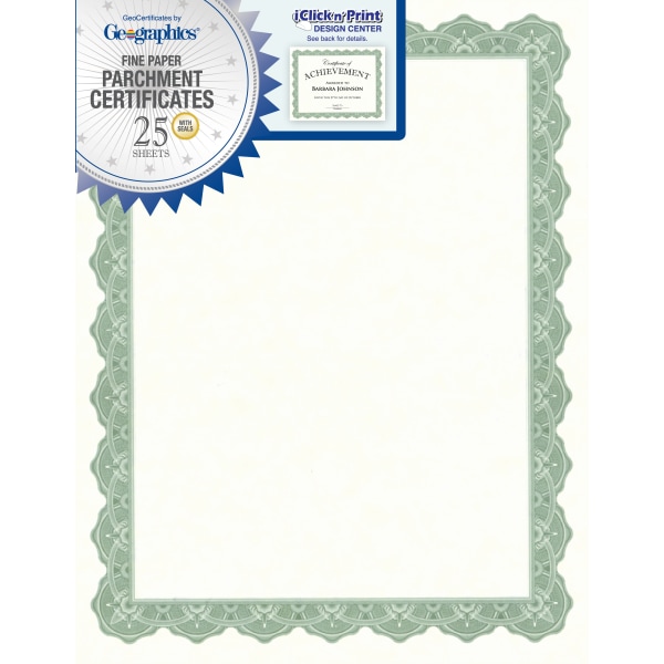 UPC 022473394523 product image for Geographics Parchment Certificates, 8-1/2