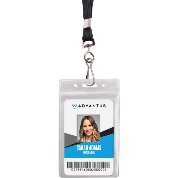 Advantus® Resealable Badge Holder & Deluxe 36  Lanyard with J-Hook  Vertical  2?  x 3¾   20/PK