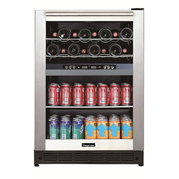 Magic Chef® Dual-Zone Built-In Wine And Beverage Center, 13 Gallons, Stainless Steel -  BTWB530ST1