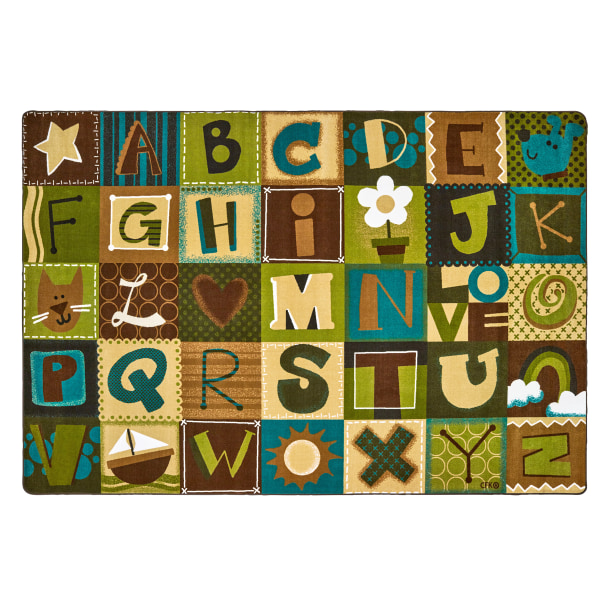 Carpets for Kids® KIDSoft™ Alphabet Blocks Seating Rug, 8’4"" x 13’4"", Brown -  11734