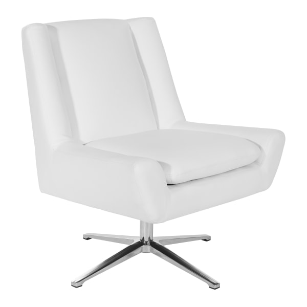 Office Star Faux Leather Guest Chair, White/Aluminum