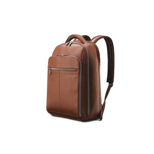 Samsonite Classic Leather - Notebook carrying backpack - 15.6" - cognac