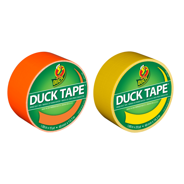 Duck Brand Duct Tape Rolls 188 x 20 Yd188 x 15 Yd YellowNeon Orange Pack Of 2 Rolls