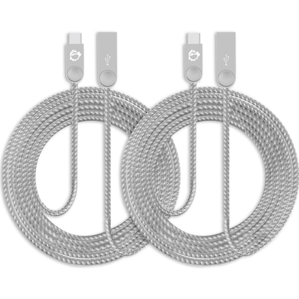 SIIG Zinc Alloy USB-C to USB-A Charging & Sync Braided Cable - 6.6ft, 2-Pack - First End 1 x Type A Male USB - Second End 1 x Type C Male USB - 480 Mb -  CB-US0N11-S1