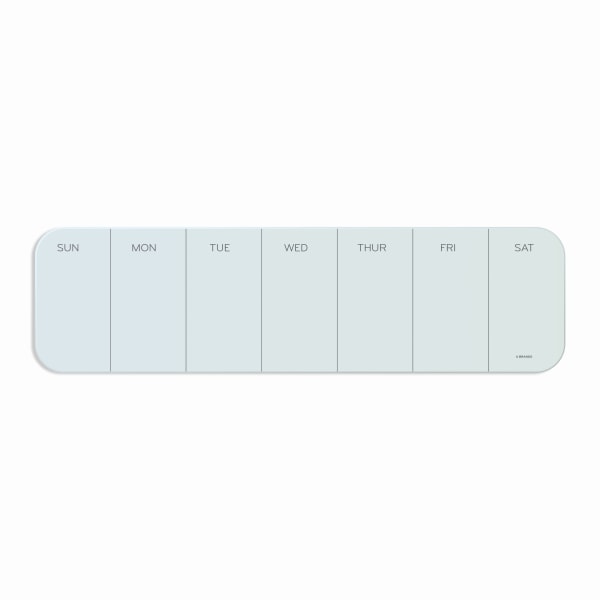 U Brands Unframed Magnetic Cubical Dry-Erase Weekly Whiteboard, 20 x 5 1/2 Frosted White