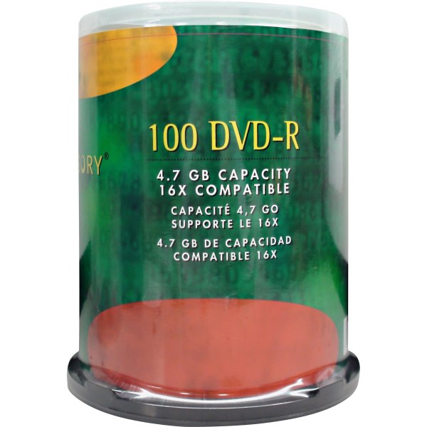 Compucessory DVD Recordable Media  DVDR  16x  470 GB  100 Pack  120mm  2 Hour Maximum Recording Time