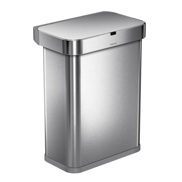 Photos - Waste Bin Simplehuman Voice And Motion Sensor Garbage Can, 15.3 Gallons, Stainless S 