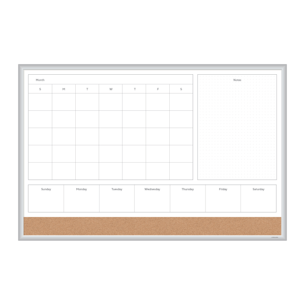 U Brands 4N1 Magnetic Dry Erase Combo Board, 35" x 23" Inches, Silver Aluminum Frame